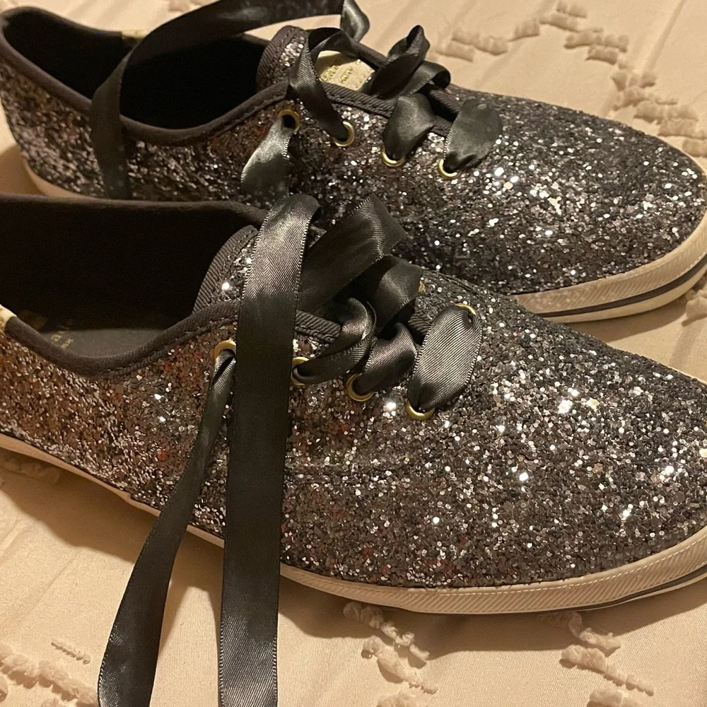 Kate Spade Glitter Sneakers - Silver and Black